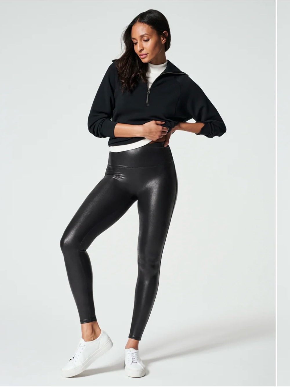 SPANX High-Rise Shiny Black Leggings - Women's